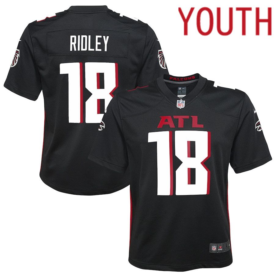 Youth Atlanta Falcons 18 Calvin Ridley Nike Black Player Game NFL Jersey